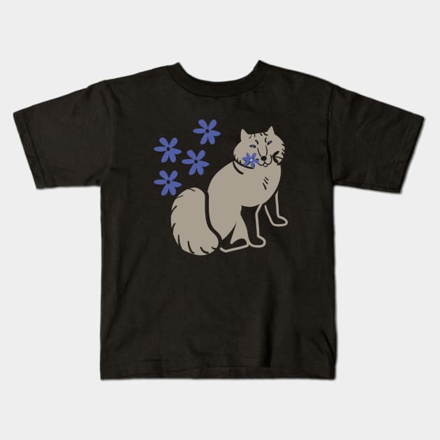 Arctic fox in winter brown and peri Kids T-Shirt by belettelepink